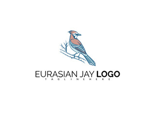 Clean Vector Eurasian Jay Logo Design for Eco Branding. Elegant Blue Bird Icon for Forest Lodges, Wildlife Campaigns, and Sustainable Brand Identity Concepts.


