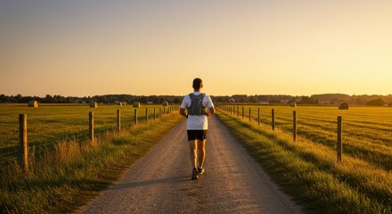 Obraz premium Running Solo Through the Countryside at Dusk