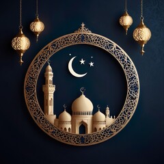 Ramadan Islamic Background with Crescent Moon