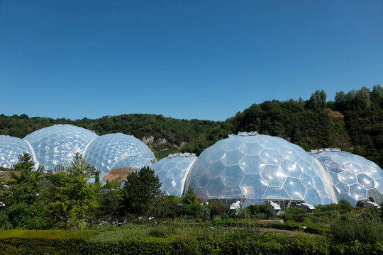 The biomes at the Eden project in Cornwall, geodesic domes