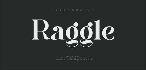 Raggle Elegant creative alphabet letters font logo classic minimal fashion designs. Typography modern sans fonts and number for logo brand. vector illustration
