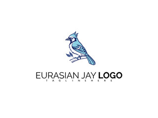 Elegant Eurasian Jay Logo Design in Creative Vector Style. Great for Forest-Based Products, Bird Conservation Groups, Nature Adventure Gear, and Wildlife Identity Concepts.


