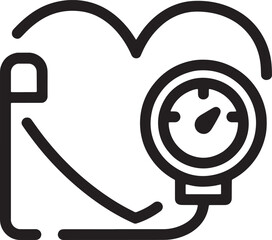 blood pressure gauge with love shape silhouette line art design illustration premium quality