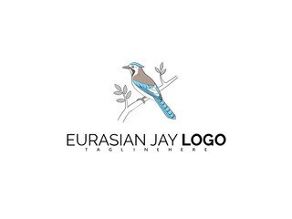 Fototapeta premium Unique Eurasian Jay Logo Design with Artistic Flair. Clean Vector Bird Symbol Ideal for Branding Sustainable Goods, Bird Awareness Campaigns, and Eco-Focused Merchandise.