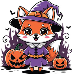 Halloween caricature banner art design illustration premium quality