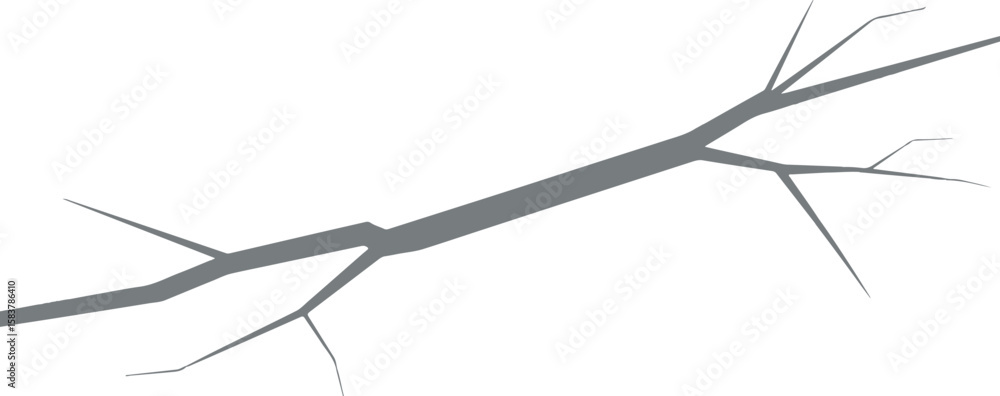Poster a single grey abstract crack shape with multiple sharp points isolated on transparent background