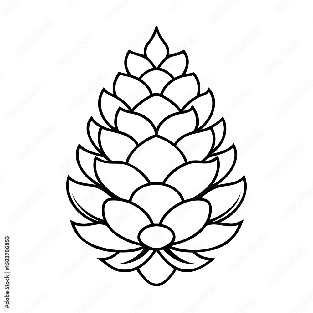 Aufkleber a pine cone shape with overlapping petal-like elements on pinecone outline