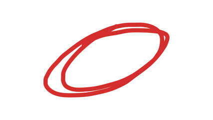 Marker Red Highlight Circle on Transparent Background Scribble Oval Icon for Text Emphasis