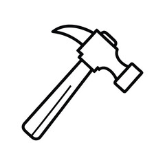 Simple outline drawing of a claw hammer isolated on white background