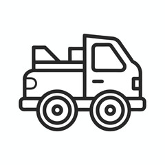 Simple outline icon of a tow truck isolated on white background