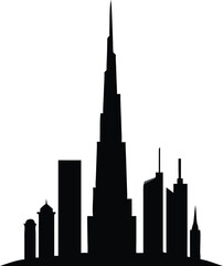 Obraz premium Black Silhouette Cityscape Dubai Skyline Tall Buildings Architectural Structures Urban Landscape architecture