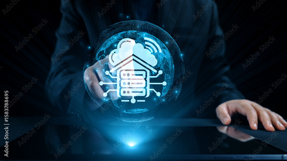 Poster cloud computing, cloud strategy, and cloud technology transforming digital infrastructure with scala