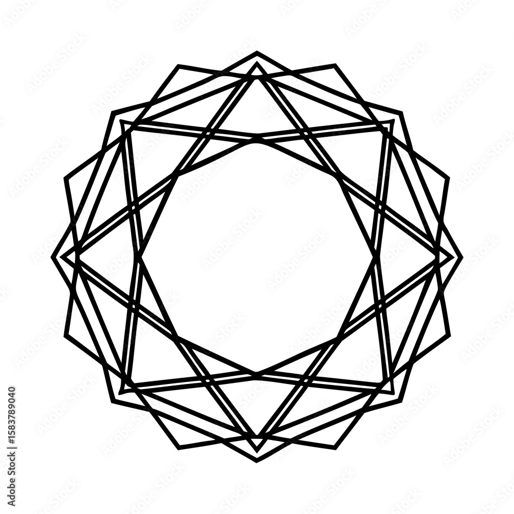 Poster geometric shape with intersecting lines forming a symmetrical circular design on