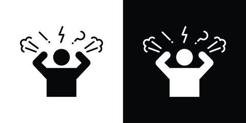 Stress icon black and white. Simple glyph icons.