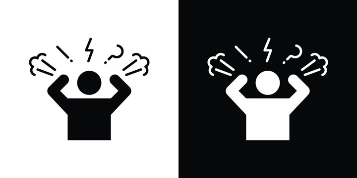 Stress icon black and white. Simple glyph icons.