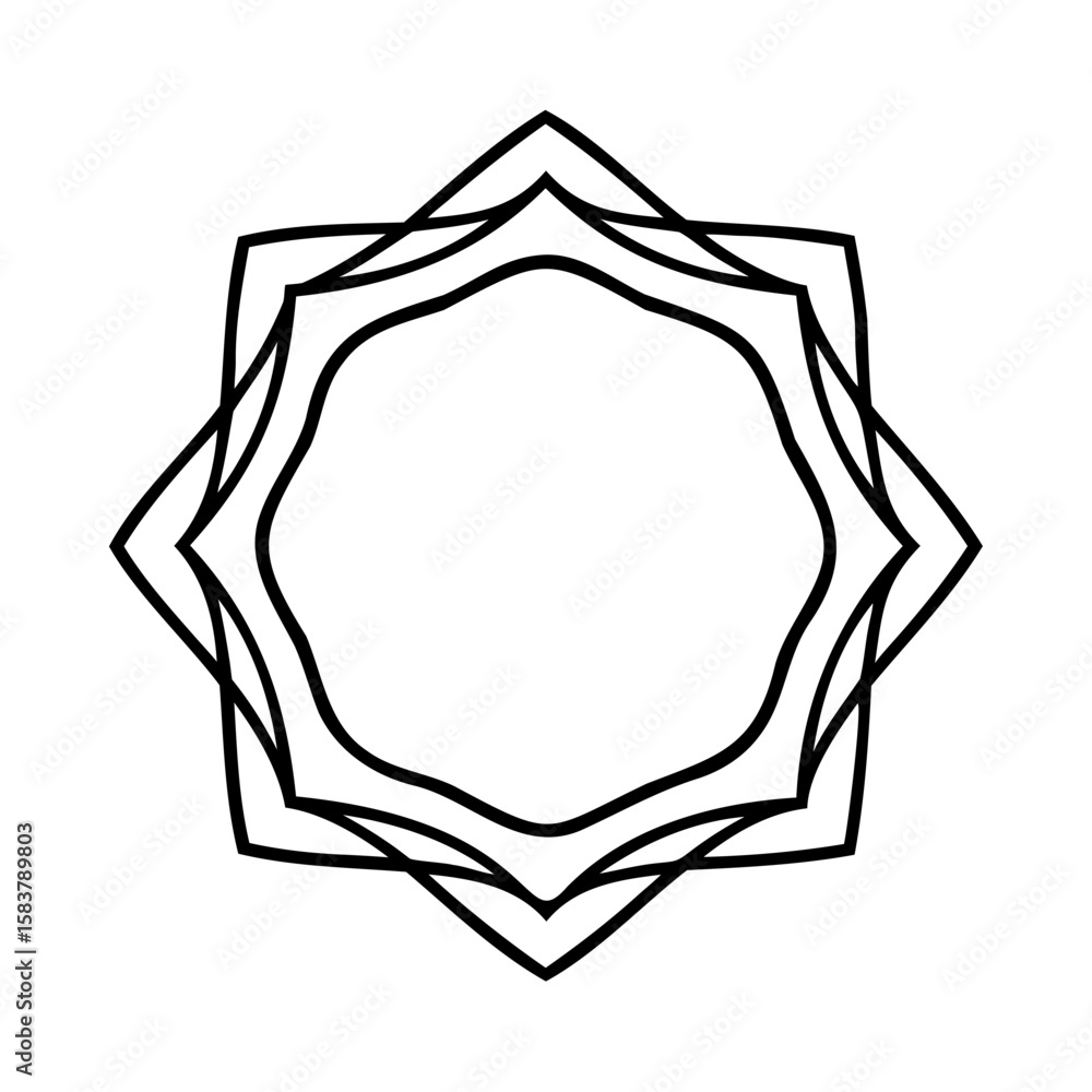 Poster geometric star-like shape with multiple layers a rounded inner form on abstract