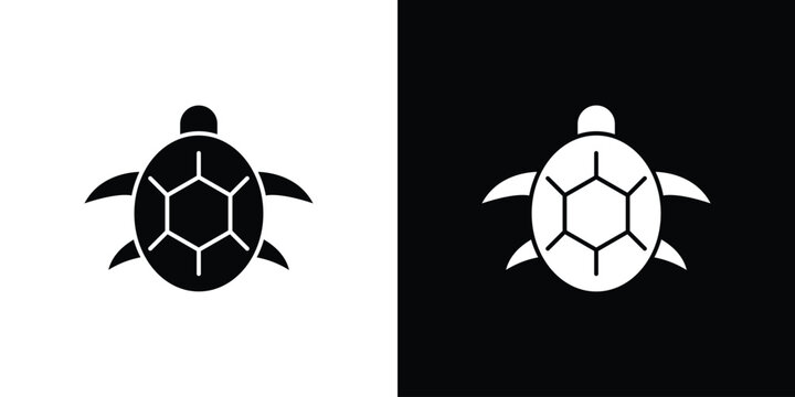 Sea turtle icon black and white. Simple glyph icons.
