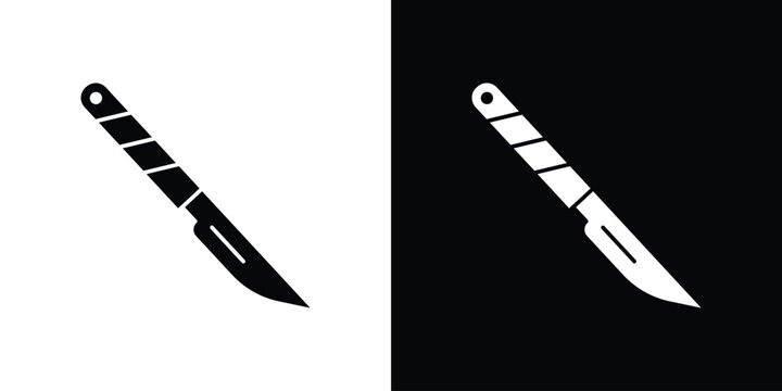 Scalpel icon black and white. Simple glyph icons.
