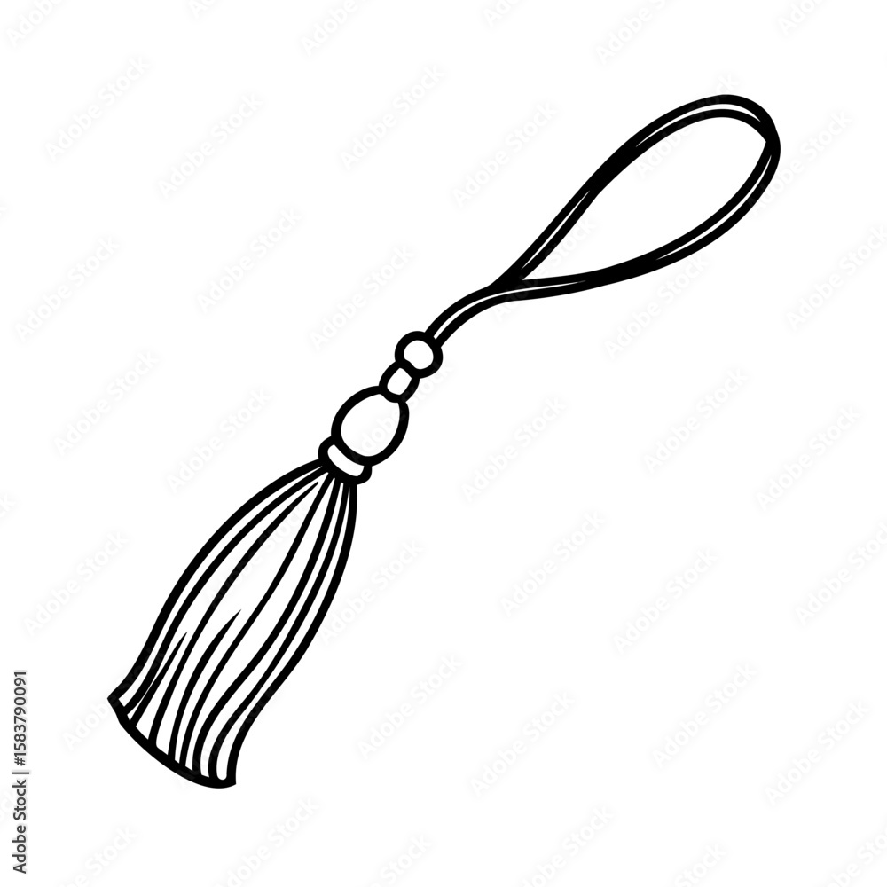 Poster a tassel with a loop on a u i design element outline graphic