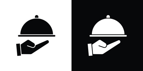 Fototapeta premium Restaurant Tray icon black and white. Simple glyph icons.