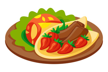 Grilled Fajita Dish with Tortillas Beef and Peppers Mexican Style Vector