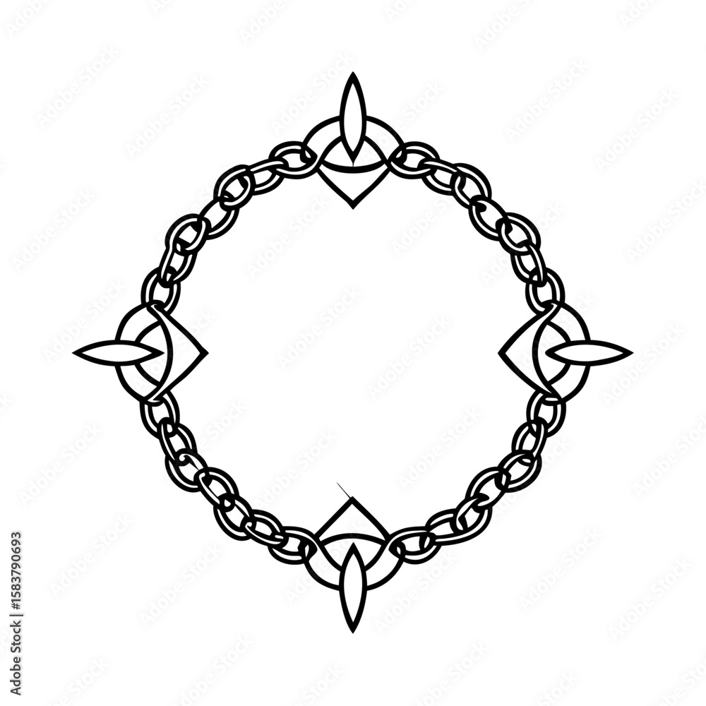 Poster chain border with decorative corner elements on a graphic design chains frame