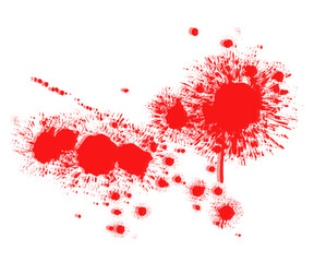 Red Ink Splatters and Blobs on Transparent Background for Design Use