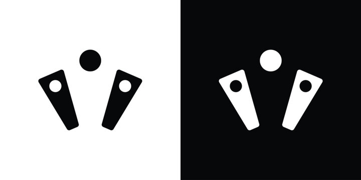 Pinball icon black and white. Simple glyph icons.