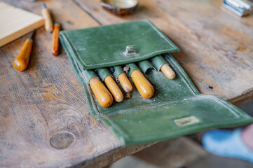 Set of wood carving chisels