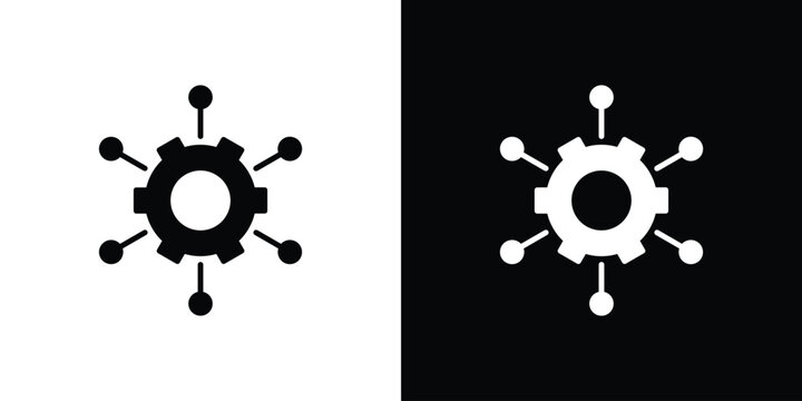 Microservices icon black and white. Simple glyph icons.