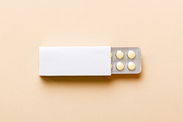 Blank White Product Package Box Mock-up. Open blank medicine drug box with blister top view