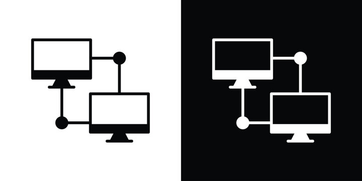 Local network icon black and white. Simple glyph icons.