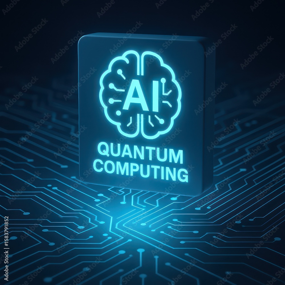 Poster illuminating the intersection of innovation, an emblematic glowing brain showcases 