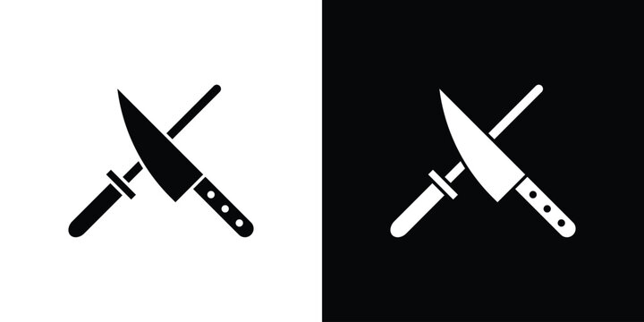 Knife sharpener icon black and white. Simple glyph icons.