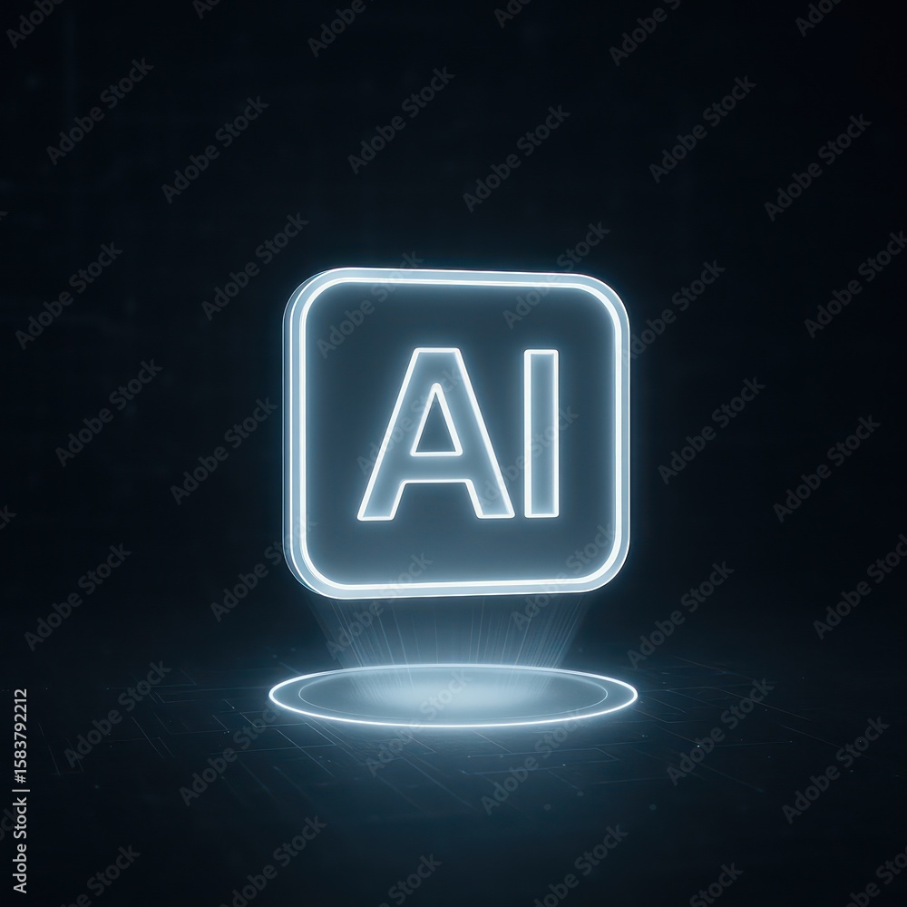 Poster a futuristic icon of artificial intelligence. illuminating the dawn of ai and technology's potential