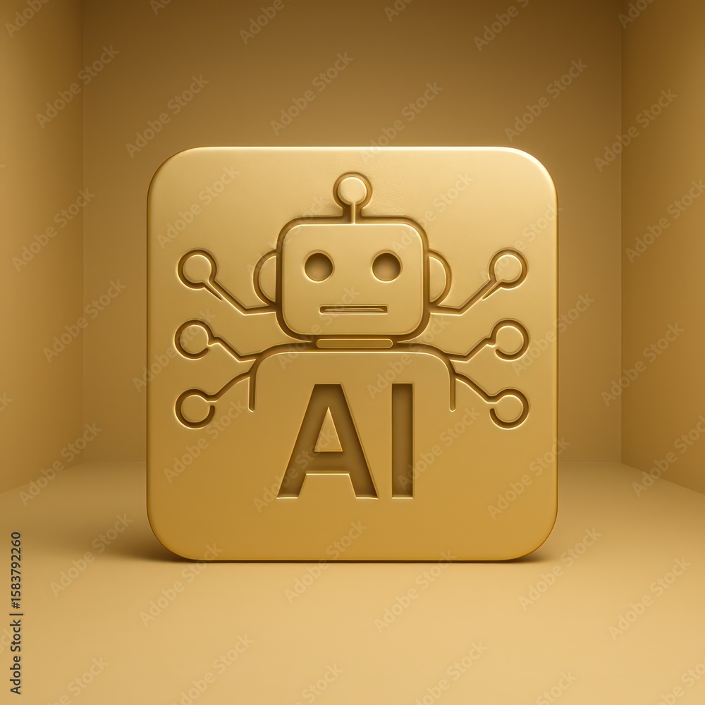 Poster an elegant rendering of an artificial intelligence icon. capturing its intricate design and high-tec