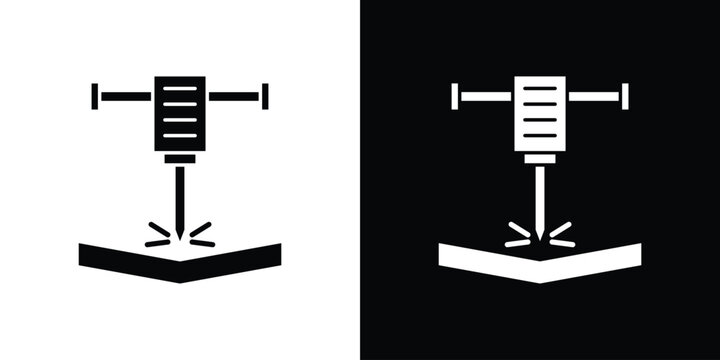 Hydraulic breaker icon black and white. Simple glyph icons.