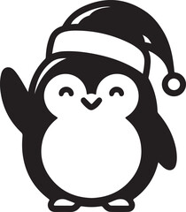 Simple cute penguin outline vector outline shape, simple black and white penguin shape
