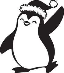 Simple cute penguin outline vector outline shape, simple black and white penguin shape