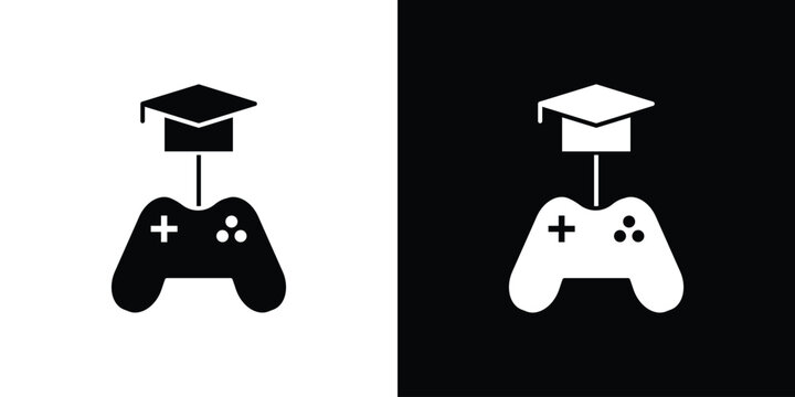 Game based learning icon black and white. Simple glyph icons.
