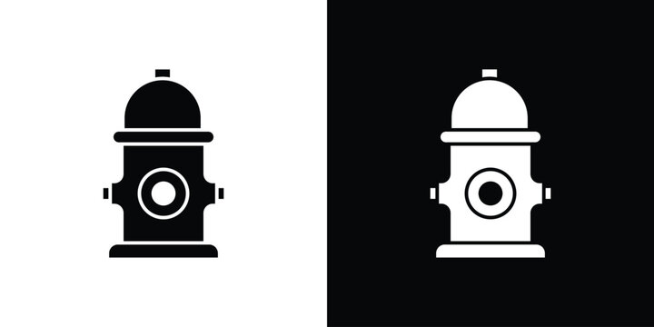 Fire hydrant icon black and white. Simple glyph icons.