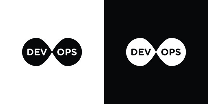 Devops icon black and white. Simple glyph icons.