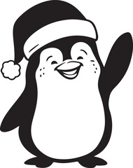 Simple cute penguin outline vector outline shape, simple black and white penguin shape