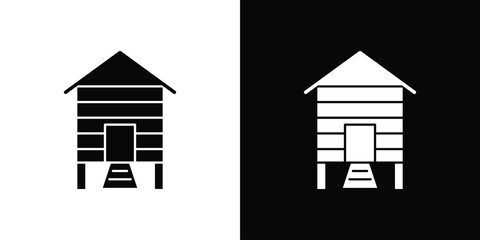 Chicken coop icon black and white. Simple glyph icons. © Surya