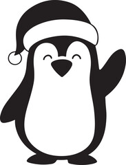 Simple cute penguin outline vector outline shape, simple black and white penguin shape