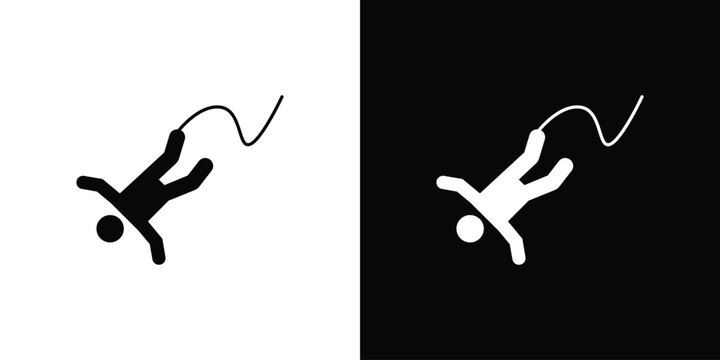 Bungee jumping icon black and white. Simple glyph icons.
