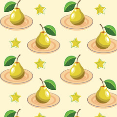 Cute Pear and Star Pattern