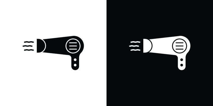 Blow dryer icon black and white. Simple glyph icons.