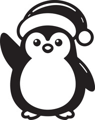 Simple cute penguin outline vector outline shape, simple black and white penguin shape