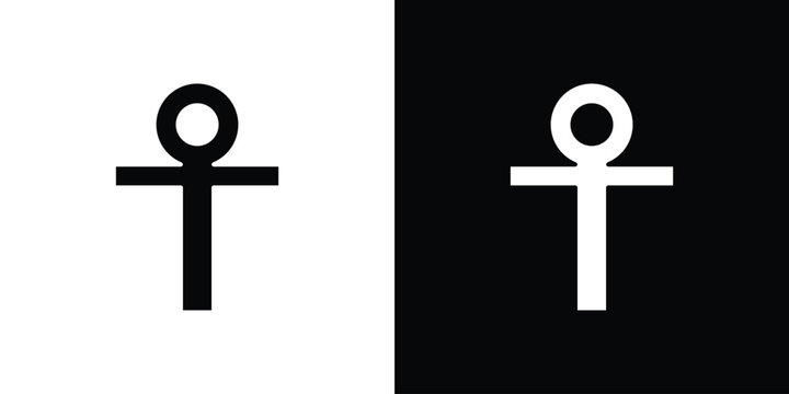 Ankh icon black and white. Simple glyph icons.